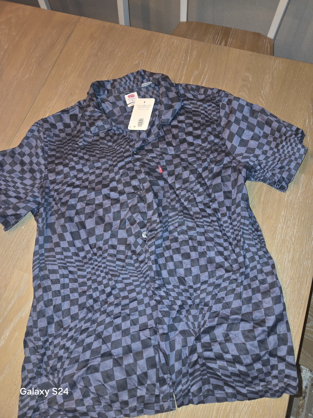 Levi's Men's Short-Sleeve Button-Up Shirt in Checkerboard Optical Print Sz M New